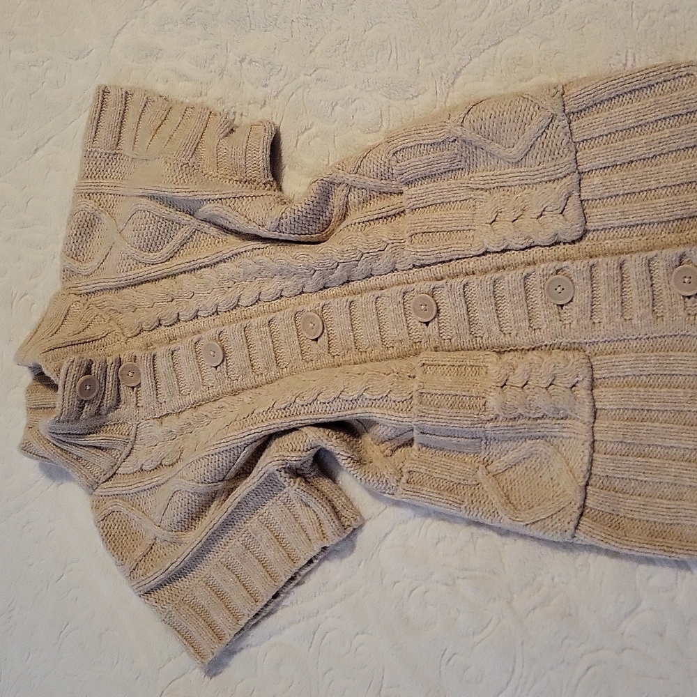 Ruff Hewn Beige Fireside Cuddle Up Cable Knit Cardigan